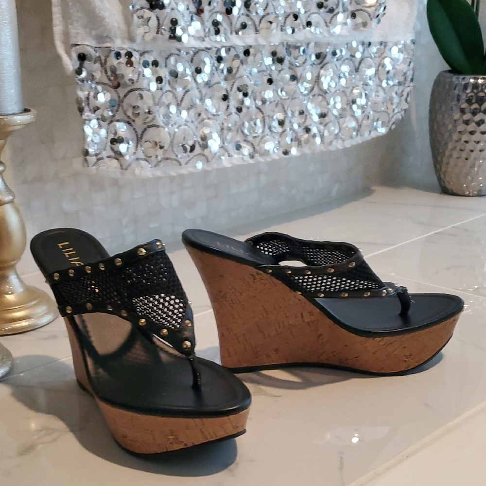 Liliana Black Heels with Rhinestone Embellishments